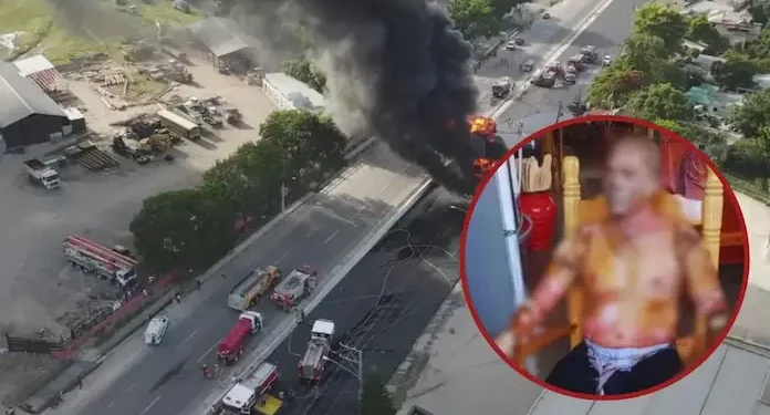 Fallece conductor herido en explosión de camión cisterna en la autopista Duarte, un drama de fuego y destino