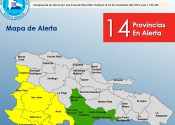 COE emite alerta para 14 demarcaciones por posibles lluvias