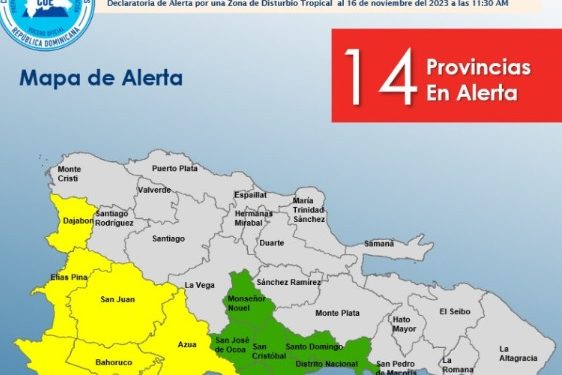 COE emite alerta para 14 demarcaciones por posibles lluvias