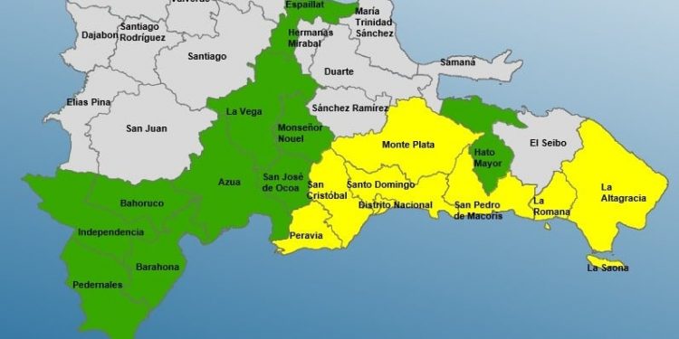 COE coloca ocho provincias a alerta amarilla; mantiene 10 en verde