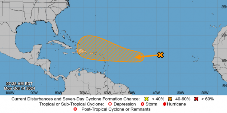 Zona de baja presión presenta 50% de posibilidades de convertirse en depresión tropical en 7 días