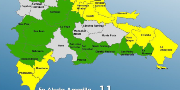 COE eleva 11 provincias en alerta amarilla y 14 en verde ante incidencia de vaguada