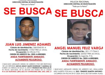 Policía ofrece recompensa de hasta RD$ 300 mil por información sobre agente responsable de doble feminicidio en La Vega