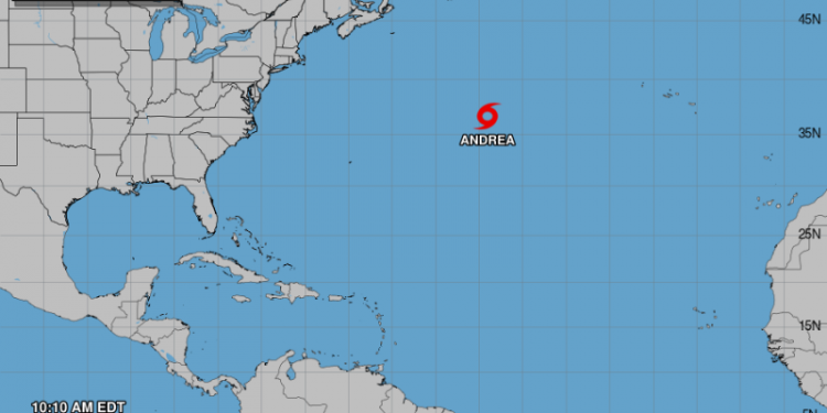 Se forma la tormenta tropical Andrea, el primer ciclón de la temporada del Atlántico