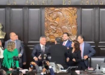 Senadores en México se van a los golpes por un turno a la palabra