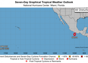 Se forma la tormenta tropical Narda frente a costas del Pacífico