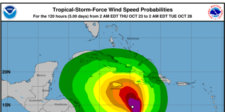 Melissa se moverá lento durante varios días formando curvas y vueltas en el mar Caribe