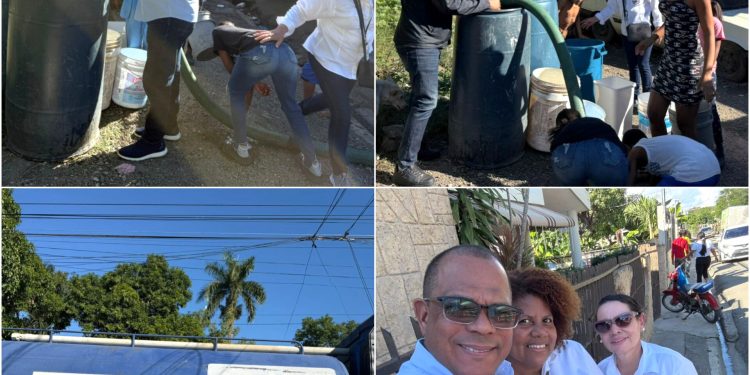 Comunidad Segura y Coraasan distribuyen agua potable en Licey al Medio tras avería en tubería en Sabana Iglesia