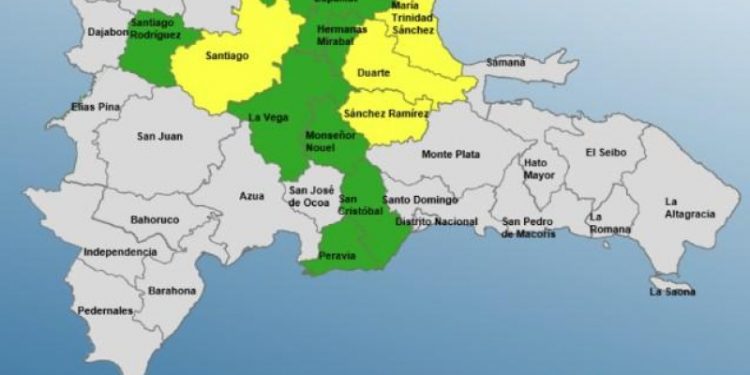 COE coloca cuatro provincias en alerta amarilla y ocho en verde por vaguada