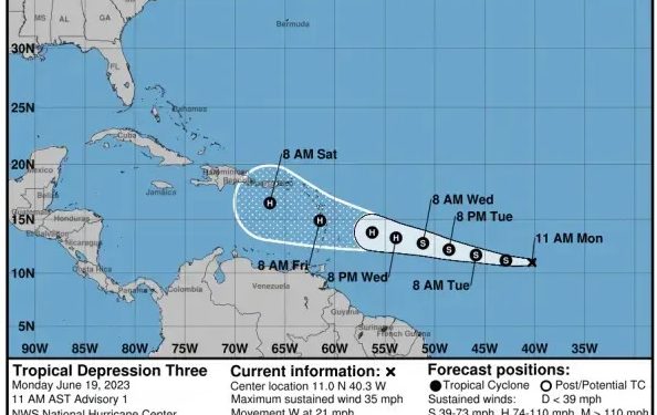 ONAMET monitorea depresión tropical #3 que se mueve hacia el Caribe