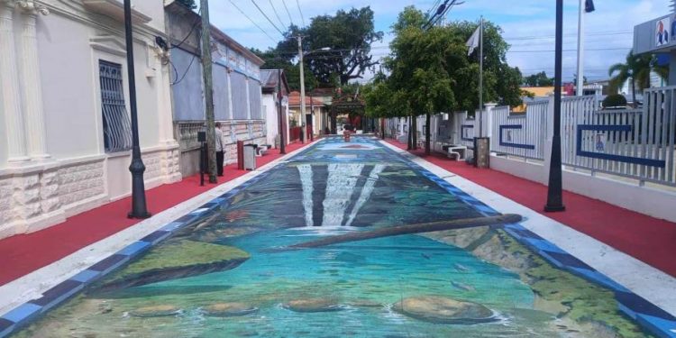 Vandalizan calle Tridimensional en Moca