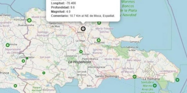 Sismo de magnitud 4 cerca de Moca y se siente en varias comunidades del Cibao