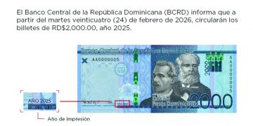 Desde el próximo martes circulará nuevo billete de RD$2,000