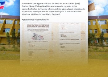 JCE anuncia cierre de oficinas en el exterior por capacitación sobre nueva cédula