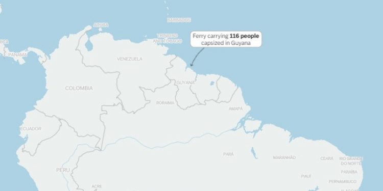 Autoridades de Guyana continúan la búsqueda de 66 personas tras naufragio de ferry